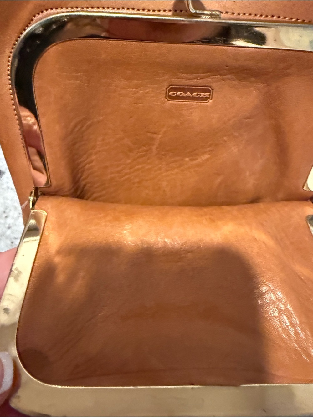 Bonnie Cashin for Coach Swinger Bag Double Frame Kiss Tan Leather Vintage - Picture 2 of 6